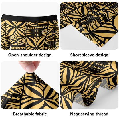 Samoa Short Sleeve Off The Shoulder Lady Dress Samoan Design Stretch Print Fabric