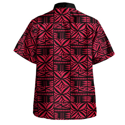 Samoa Combo Short Sleeve Dress And Shirt Design Stretch Print Fabric Pink
