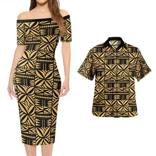 Samoa Combo Short Sleeve Dress And Shirt Design Stretch Print Fabric