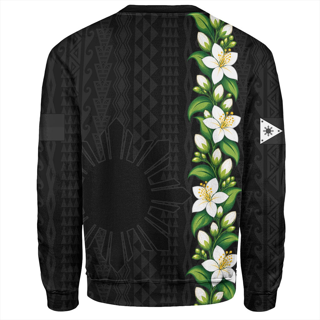 Philippines Filipinos Sweatshirt Sampaguita Flower Tribal Polynesian Sun Island Style