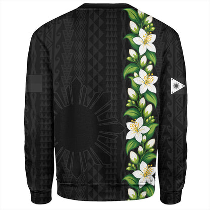 Philippines Filipinos Sweatshirt Sampaguita Flower Tribal Polynesian Sun Island Style