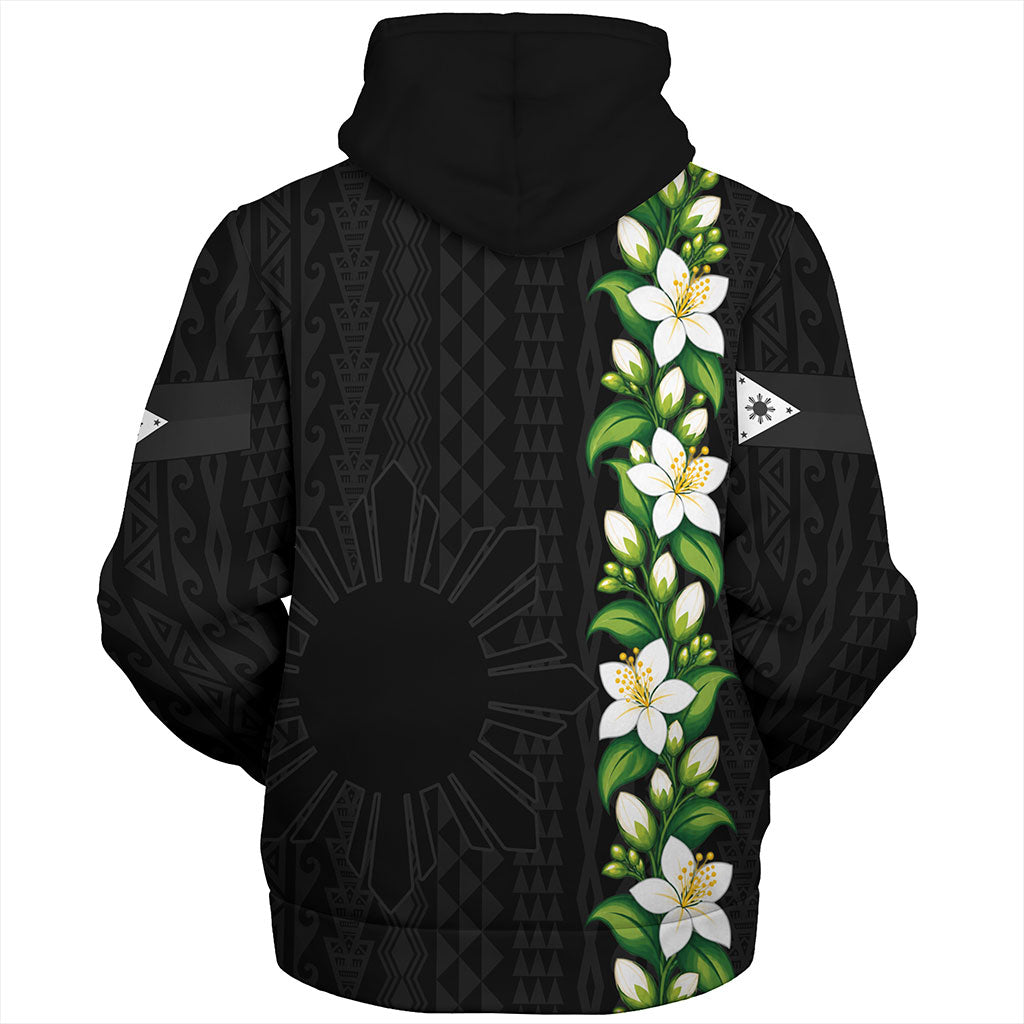 Philippines Filipinos Sherpa Hoodie Sampaguita Flower Tribal Polynesian Sun Island Style