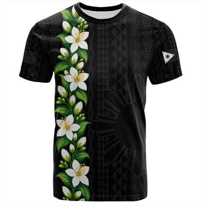 Philippines Filipinos T-Shirt Sampaguita Flower Tribal Polynesian Sun Island Style