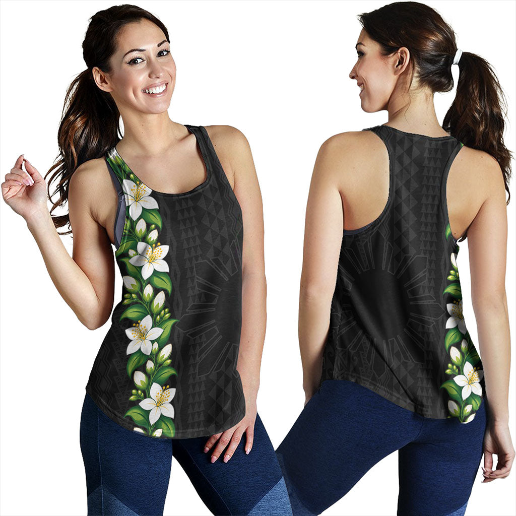 Philippines Filipinos Women Tank Sampaguita Flower Tribal Polynesian Sun Island Style