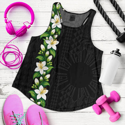 Philippines Filipinos Women Tank Sampaguita Flower Tribal Polynesian Sun Island Style