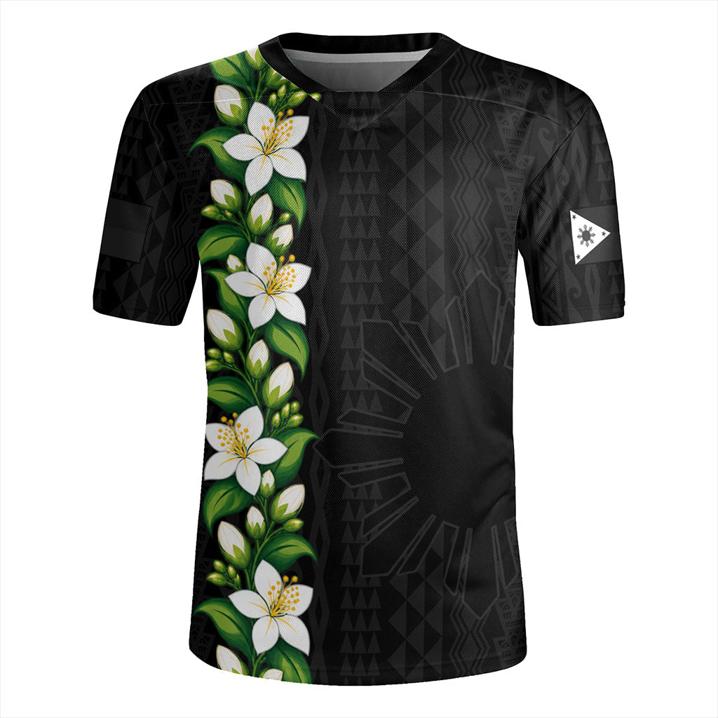 Philippines Filipinos Rugby Jersey Sampaguita Flower Tribal Polynesian Sun Island Style