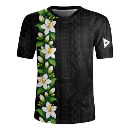 Philippines Filipinos Rugby Jersey Sampaguita Flower Tribal Polynesian Sun Island Style