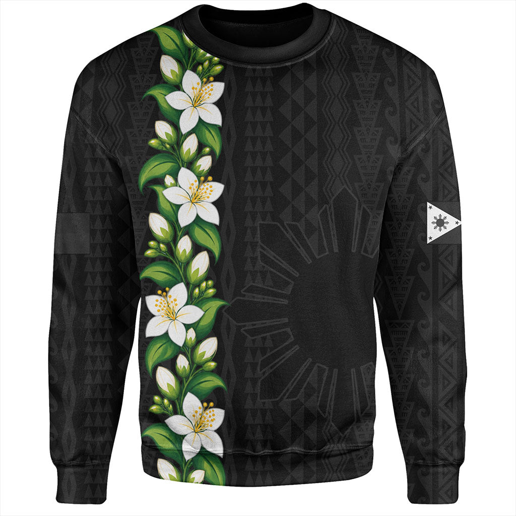 Philippines Filipinos Sweatshirt Sampaguita Flower Tribal Polynesian Sun Island Style