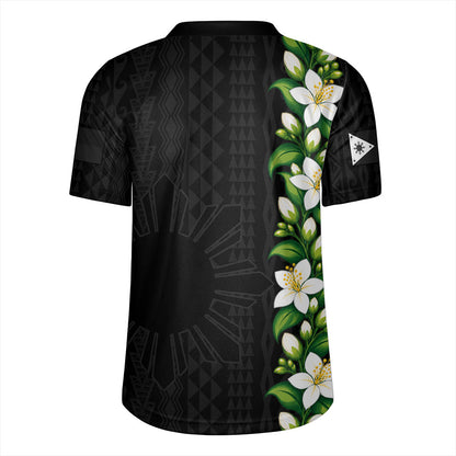 Philippines Filipinos Rugby Jersey Sampaguita Flower Tribal Polynesian Sun Island Style