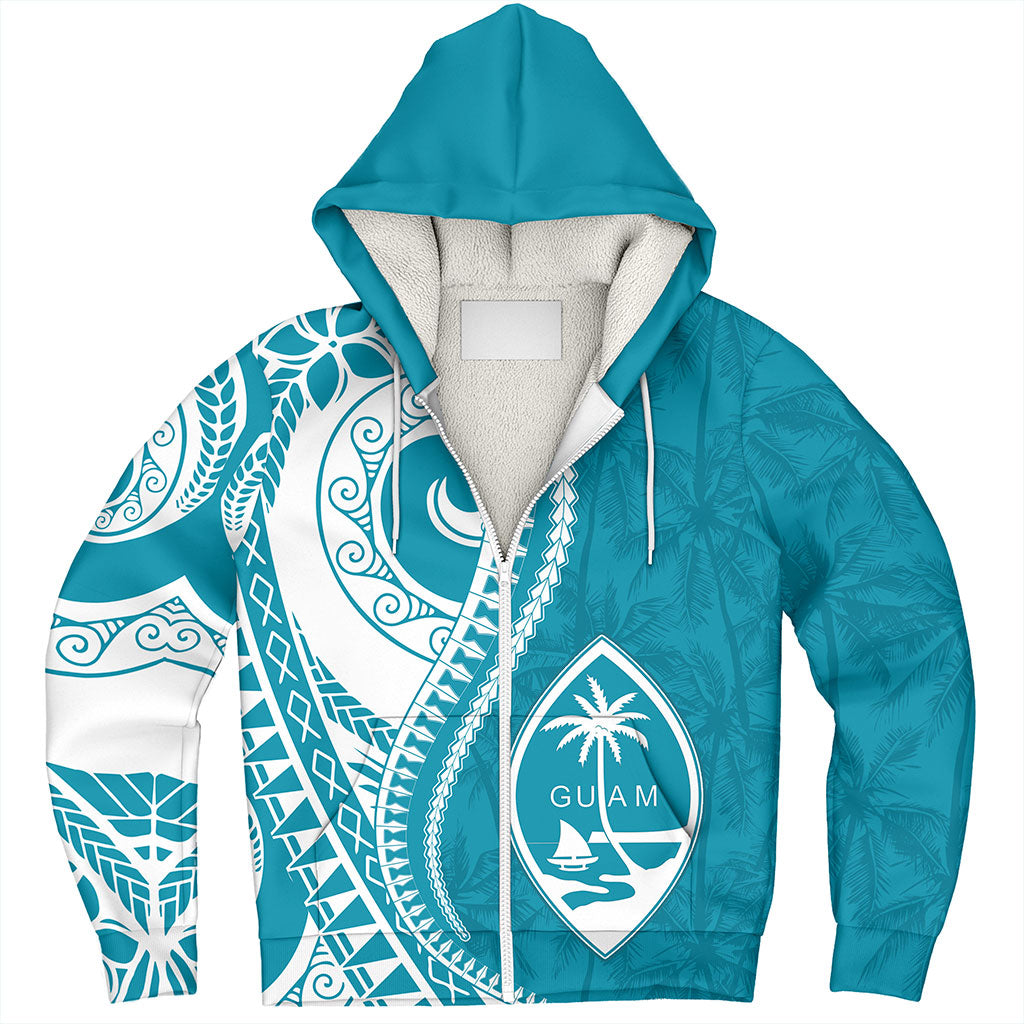 Guam Sherpa Hoodie Seat Tribal Island Coconut Tree Design