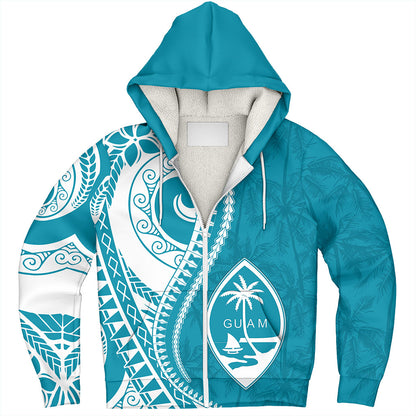 Guam Sherpa Hoodie Seat Tribal Island Coconut Tree Design