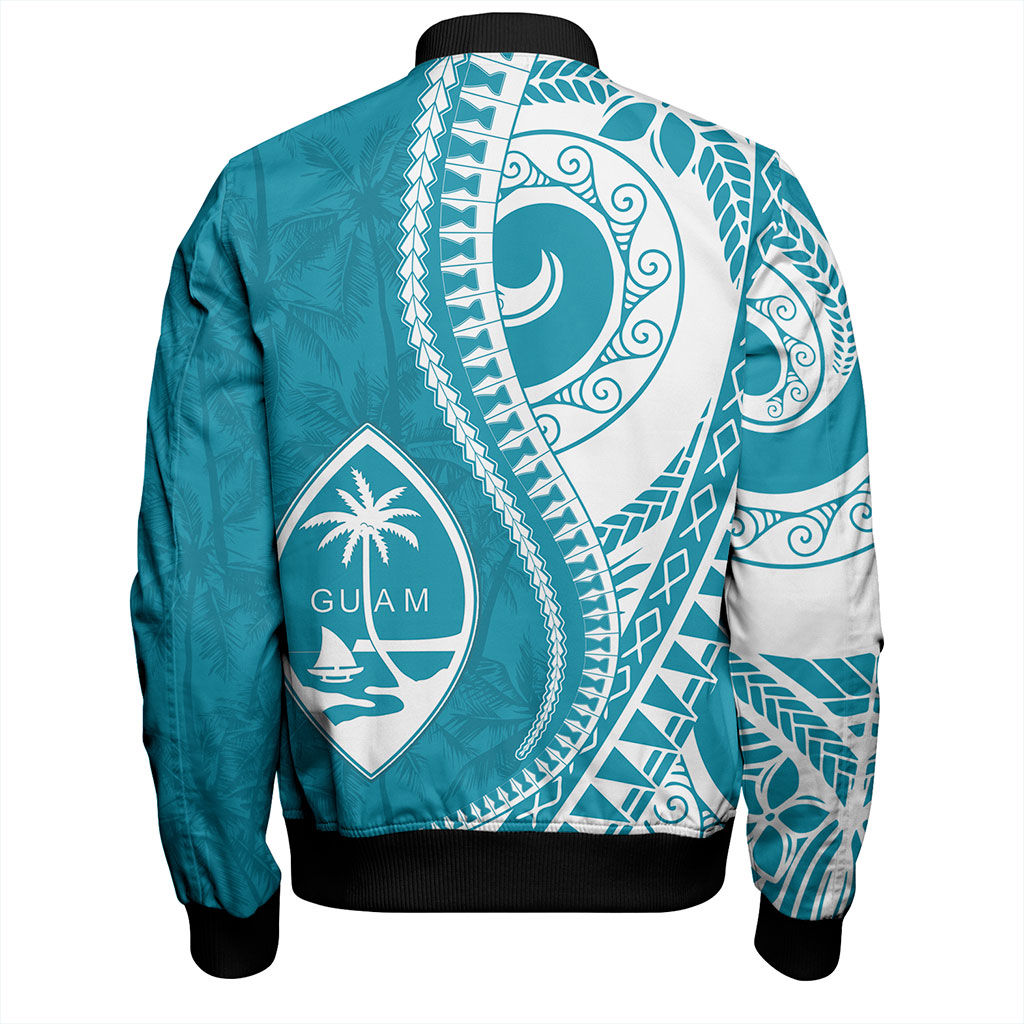 Guam Bomber Jacket Seat Tribal Island Coconut Tree Design
