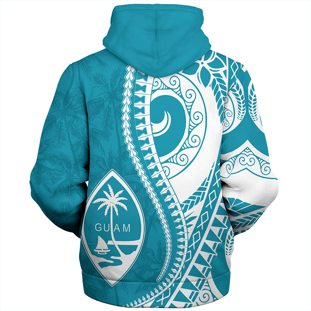 Guam Sherpa Hoodie Seat Tribal Island Coconut Tree Design