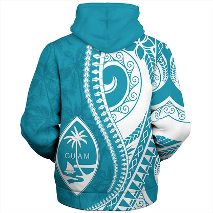 Guam Sherpa Hoodie Seat Tribal Island Coconut Tree Design