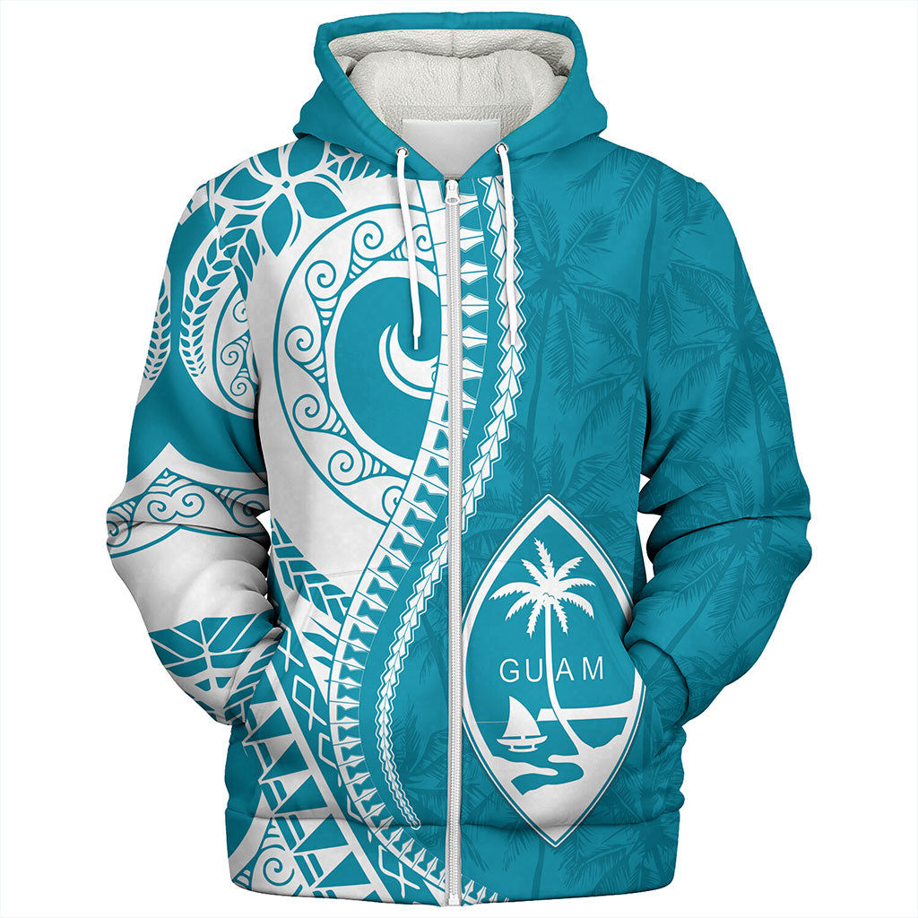 Guam Sherpa Hoodie Seat Tribal Island Coconut Tree Design
