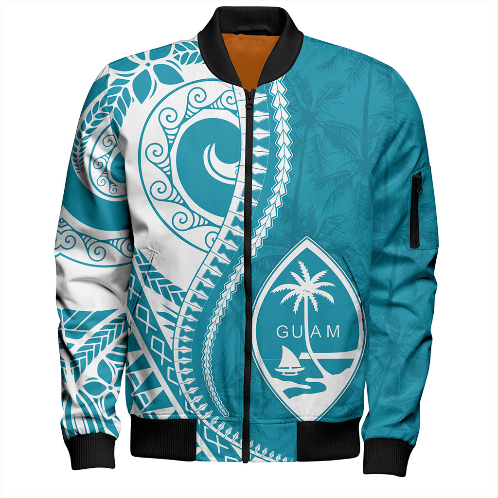 Guam Bomber Jacket Seat Tribal Island Coconut Tree Design