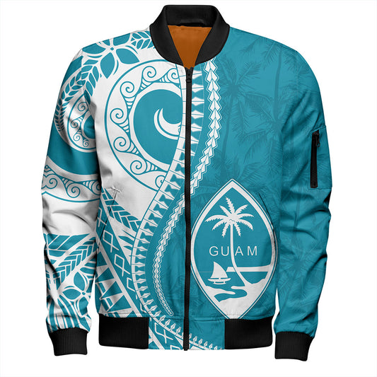 Guam Bomber Jacket Seat Tribal Island Coconut Tree Design