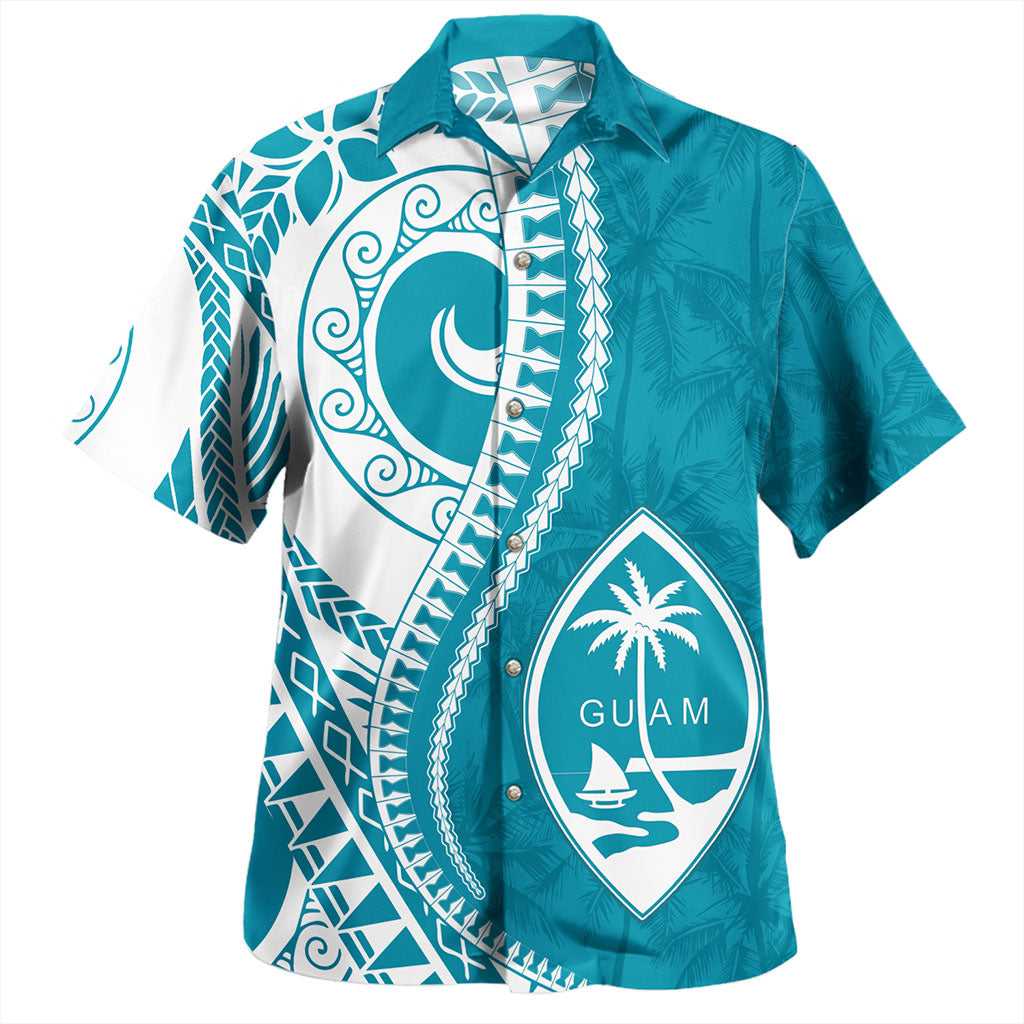Guam Hawaiian Shirt Seat Tribal Island Coconut Tree Design