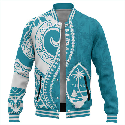 Guam Baseball Jacket Seat Tribal Island Coconut Tree Design