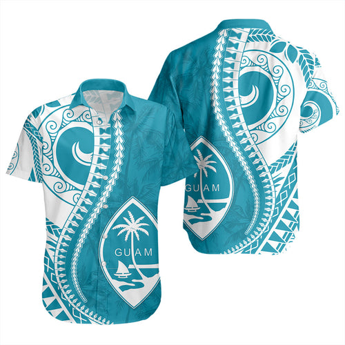 Guam Short Sleeve Shirt Seat Tribal Island Coconut Tree Design