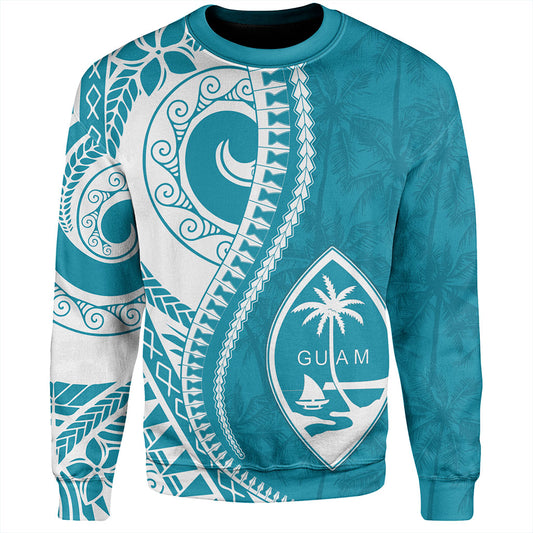 Guam Sweatshirt Seat Tribal Island Coconut Tree Design