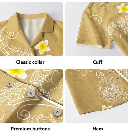 Hawaii Hawaiian Shirt Coat Of Arms Polynesia Floral Tribal