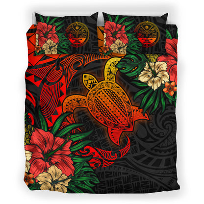 Marshall Islands Bedding Set - Marshall Islands Polynesian Turtle Tropical Bedding Set