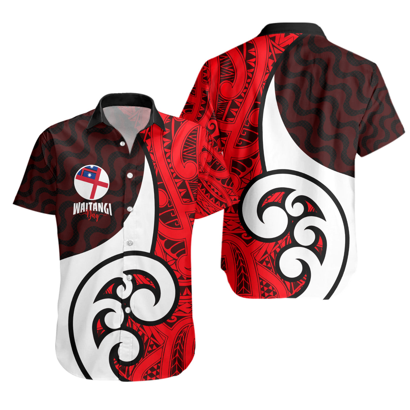 New Zealand Short Sleeve Shirt - Flag of the United Tribes of New Zealand Waitangi Day