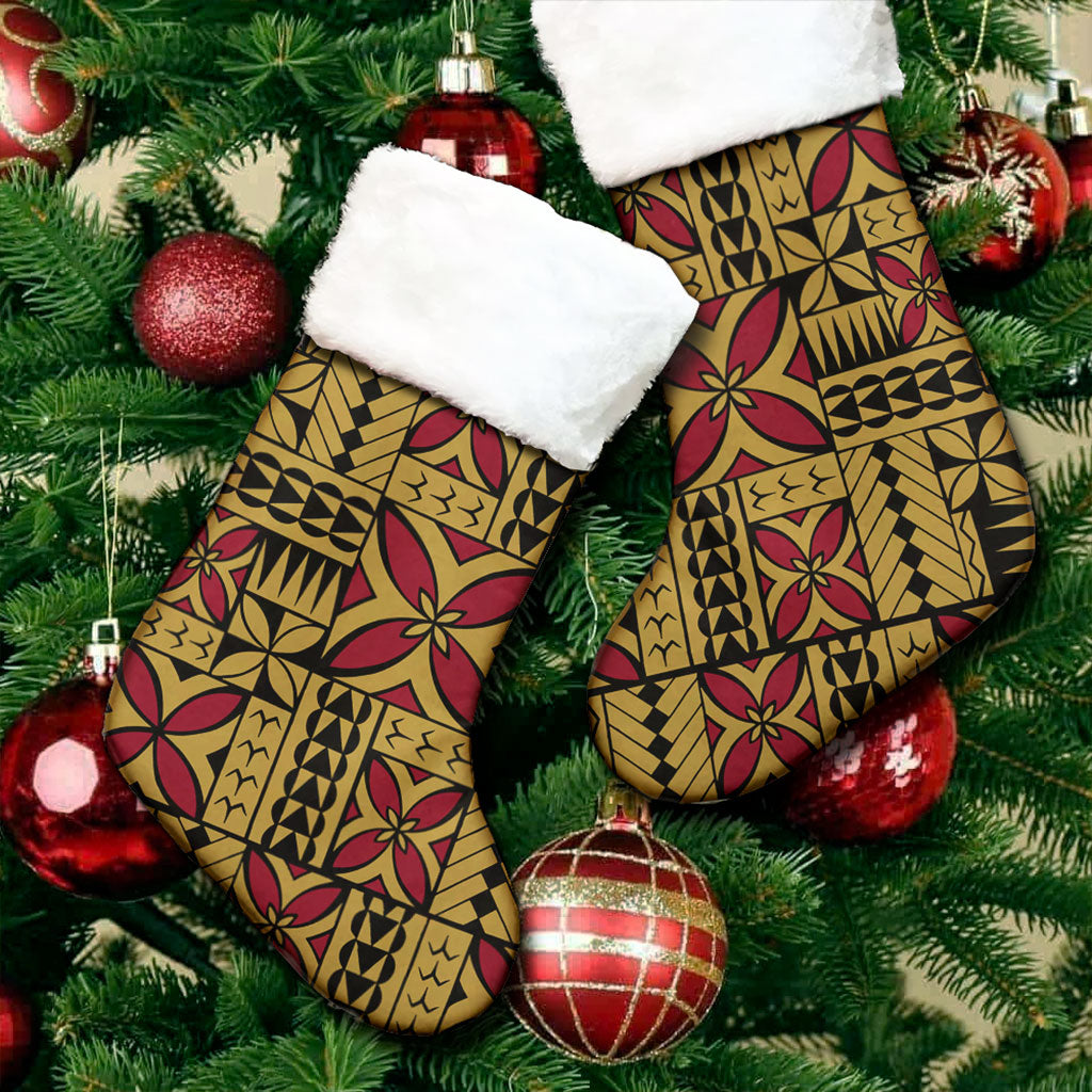Samoa Christmas Stocking Siapo Design Tribal Pattern