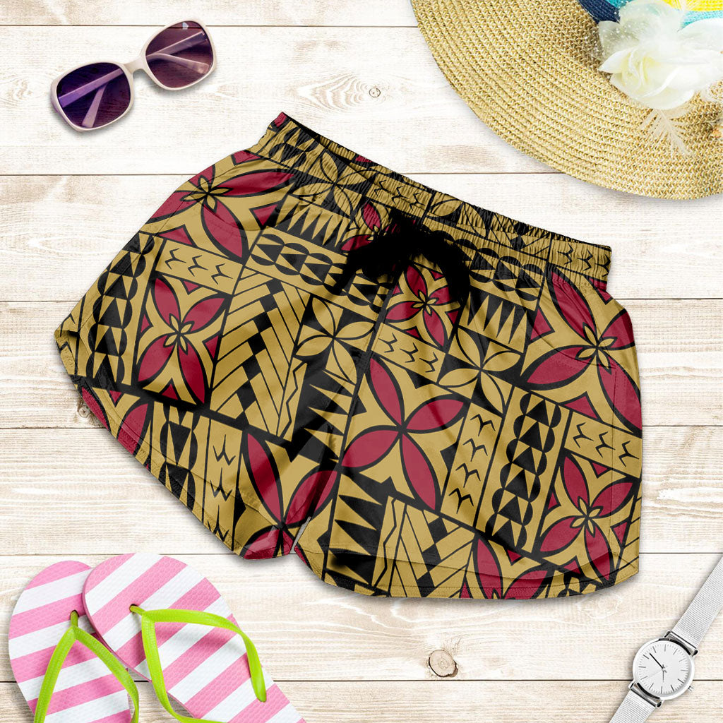Samoa Women Shorts Siapo Design Tribal Pattern