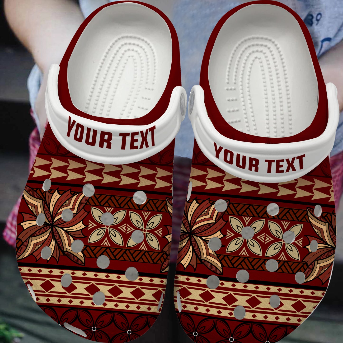 Samoa Clogs Shoes Custom Text Siapo Pattern Design