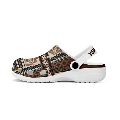 Samoa Clogs Shoes Custom Text Siapo With Polynesia Pattern