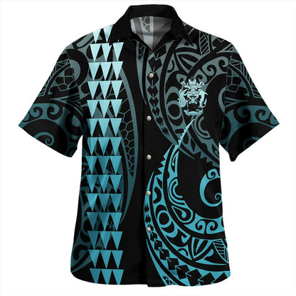 Solomon Islands Combo Puletasi And Shirt Kakau Style Turquoise