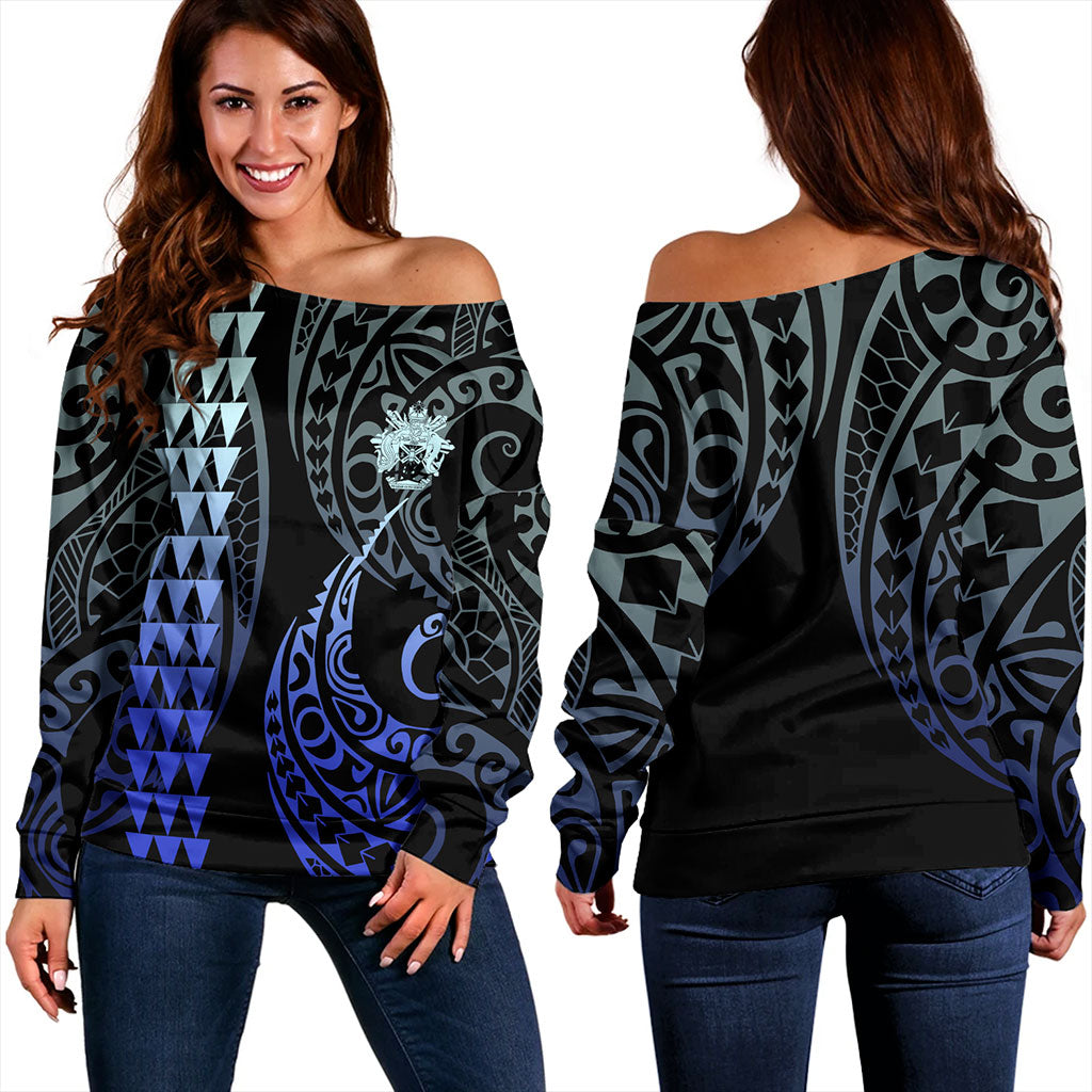 Solomon Islands Off Shoulder Sweatshirt Kakau Style