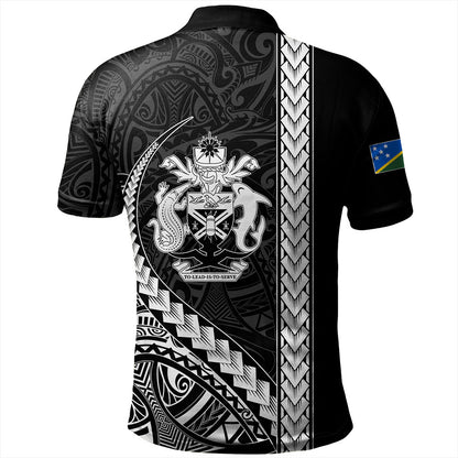 Solomon Islands Polo Shirt Tribal Melanesian Coat Of Arms
