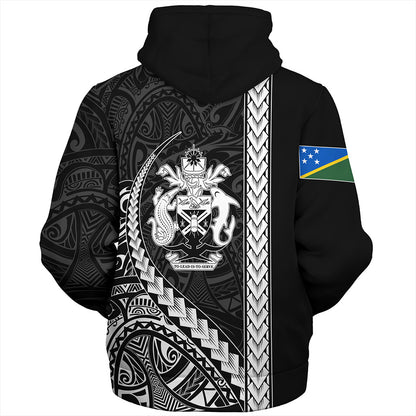 Solomon Islands Sherpa Hoodie Tribal Melanesian Coat Of Arms