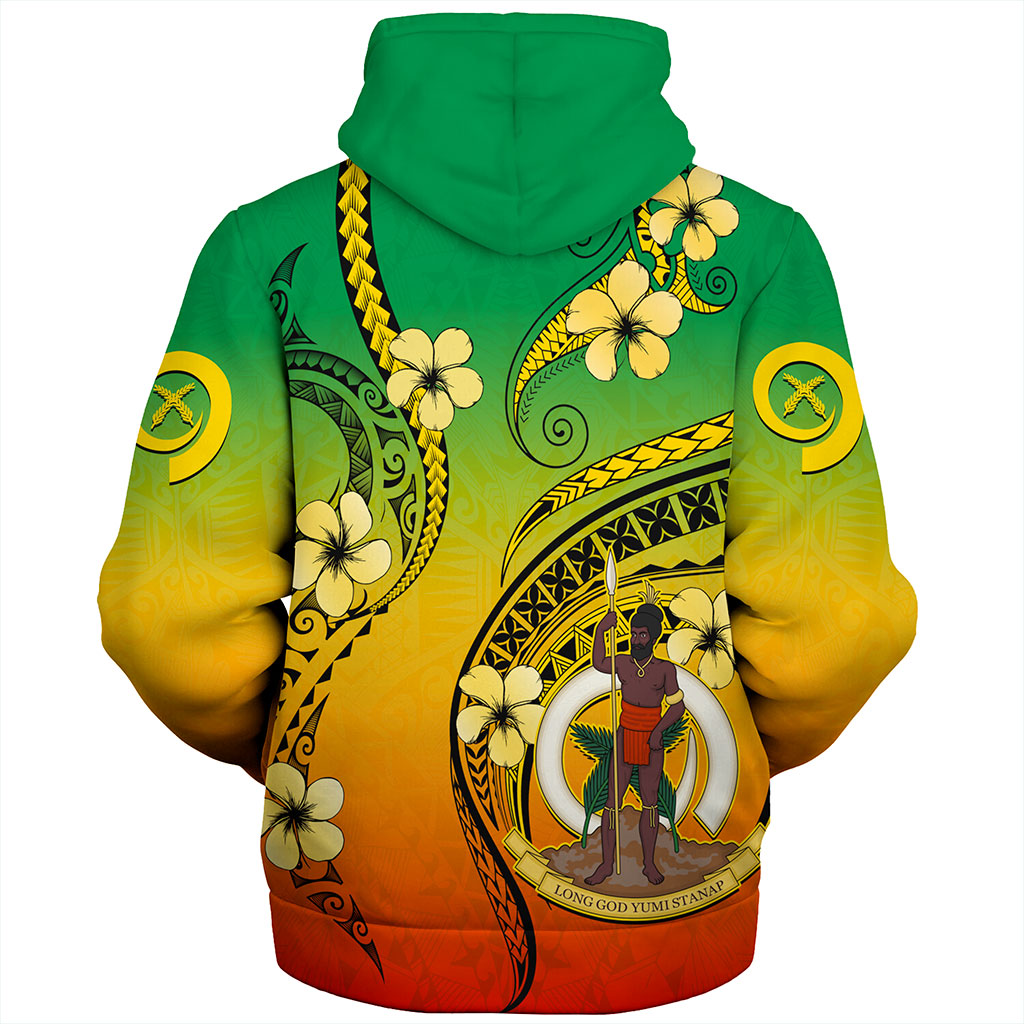 Vanuatu Sherpa Hoodie Melanesian Style Plumeria Flower