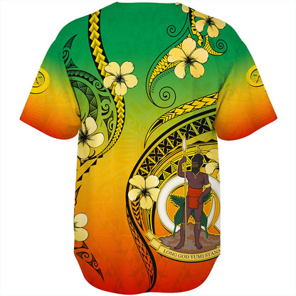 Vanuatu Baseball Shirt Melanesian Style Plumeria Flower