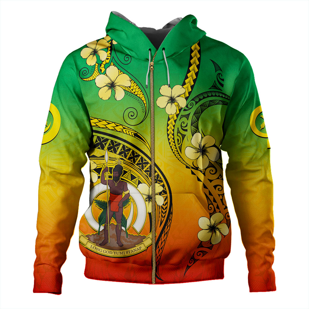 Vanuatu Hoodie Melanesian Style Plumeria Flower