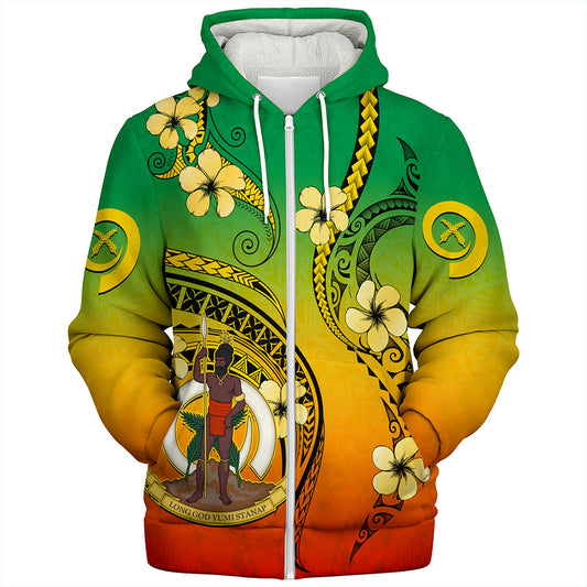 Vanuatu Sherpa Hoodie Melanesian Style Plumeria Flower