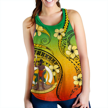Vanuatu Women Tank Melanesian Style Plumeria Flower