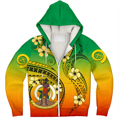 Vanuatu Sherpa Hoodie Melanesian Style Plumeria Flower