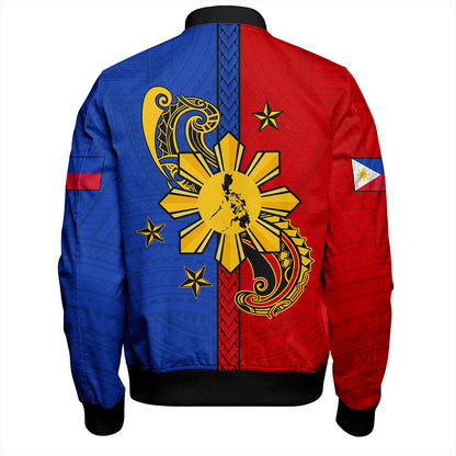 Philippines Filipinos Bomber Jacket Sun Star Polynesian Half Concept