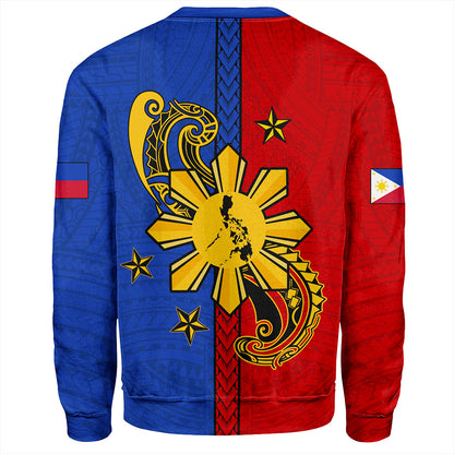 Philippines Filipinos Sweatshirt Sun Star Polynesian Half Concept