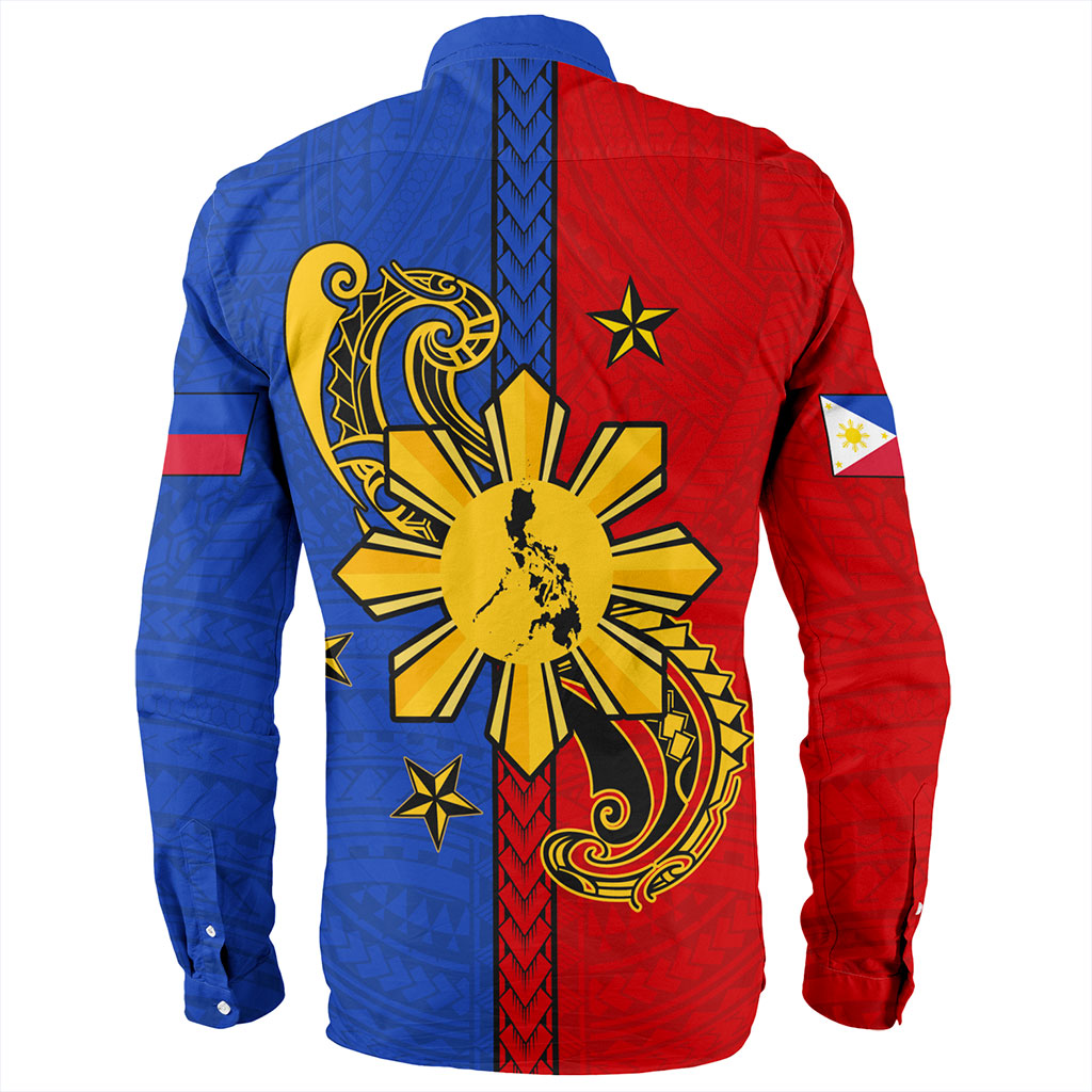 Philippines Filipinos Long Sleeve Shirt Sun Star Polynesian Half Concept