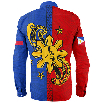 Philippines Filipinos Long Sleeve Shirt Sun Star Polynesian Half Concept