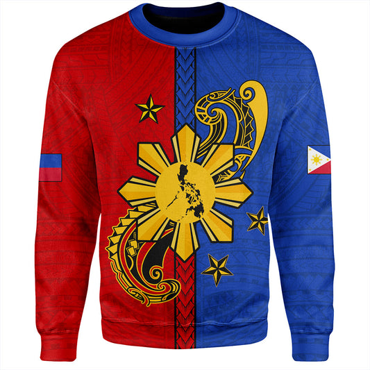 Philippines Filipinos Sweatshirt Sun Star Polynesian Half Concept