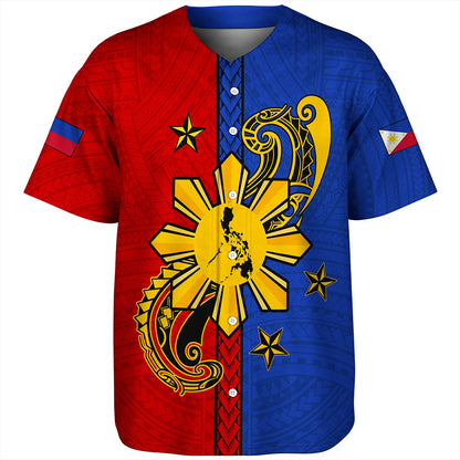 Philippines Filipinos Baseball Shirt Sun Star Polyneisan Half Concept