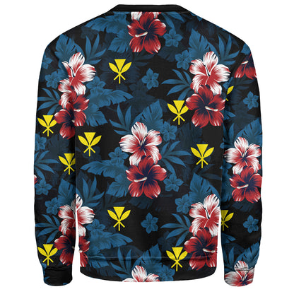 Hawaii Sweatshirt Kanaka Islands Pattern Floral