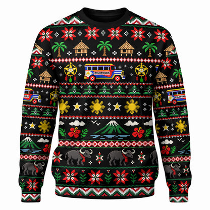 Philippines Filipinos Sweatshirt Maligayang Pasko Pattern Style